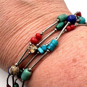 American Southwest Womens Bracelet Multi Gemstone Sterling Silver